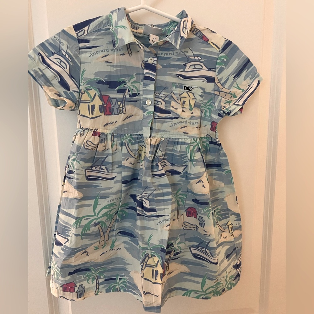 VINEYARD VINES for Target Island Print Girl's Short Sleeve Dress Size 4T